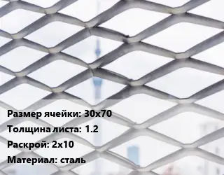 Сетка ЦПВС цельнометаллическая 30х70 s=1.2 Раскрой: 2х10 сталь